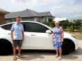 Travelling Electric organiser David Dungavell with Louth Park Model Y Tesla owner Sharon Sherman. Picture by Peter Lorimer