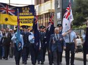 Raymond Terrace RSL Sub-Branch led the annual Anzac Day march in Raymond Terrace on April 25. Picture by Laura Rumbel 