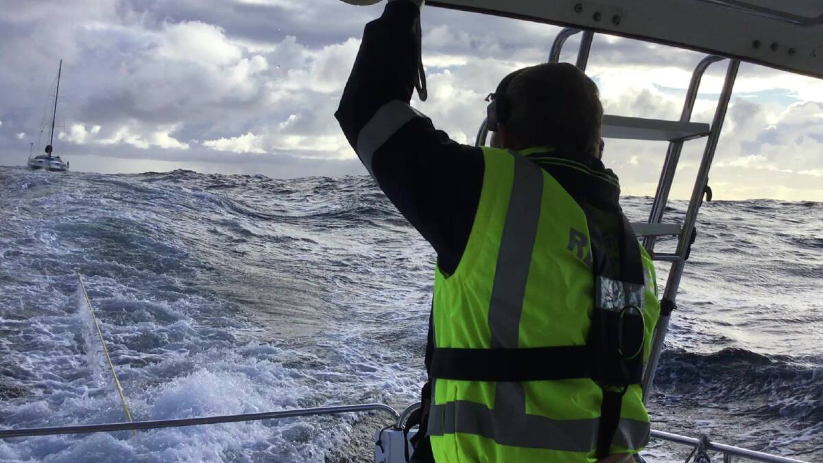 Port Stephens Marine Rescue battled rough conditions for a rescue mission on Monday morning. 