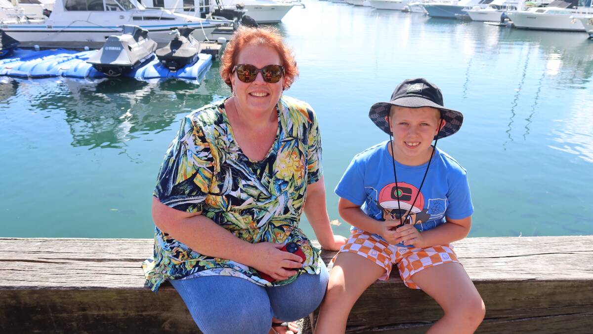 Joanne and Aiden Slee enjoy the sunshine at d'Albora Marinas. Picture by Laura Rumbel