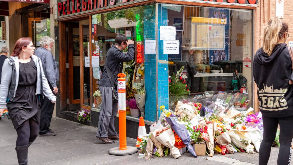 A floral tribute for victims of a terrorist attack in Bourke St, Melbourne. Picture: Shutterstock 