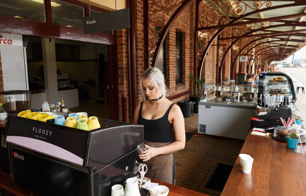 New cafe: Barista Ashley Grogan at The Station. Picture: Max Mason-Hubers