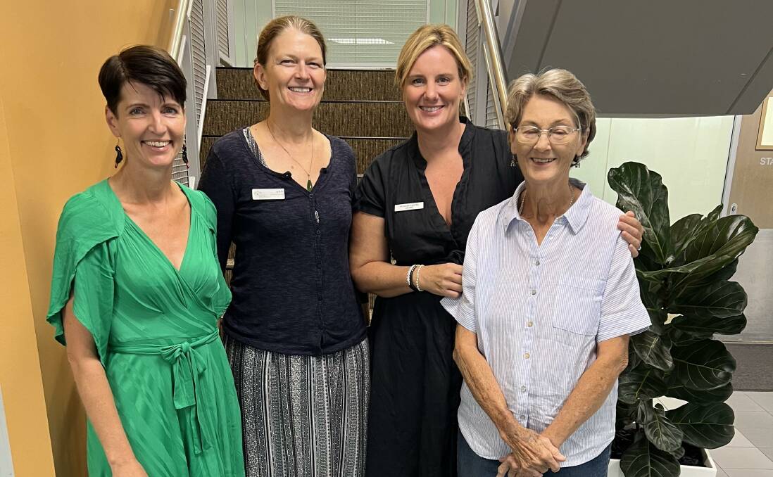 Port Stephens MP Kate Washington, Port Stephens Family Neighbourhood Services assistant manager Ann Fletcher and Yacaaba Centre manager Louise Simpson and volunteer Sue Ware. Picture supplied