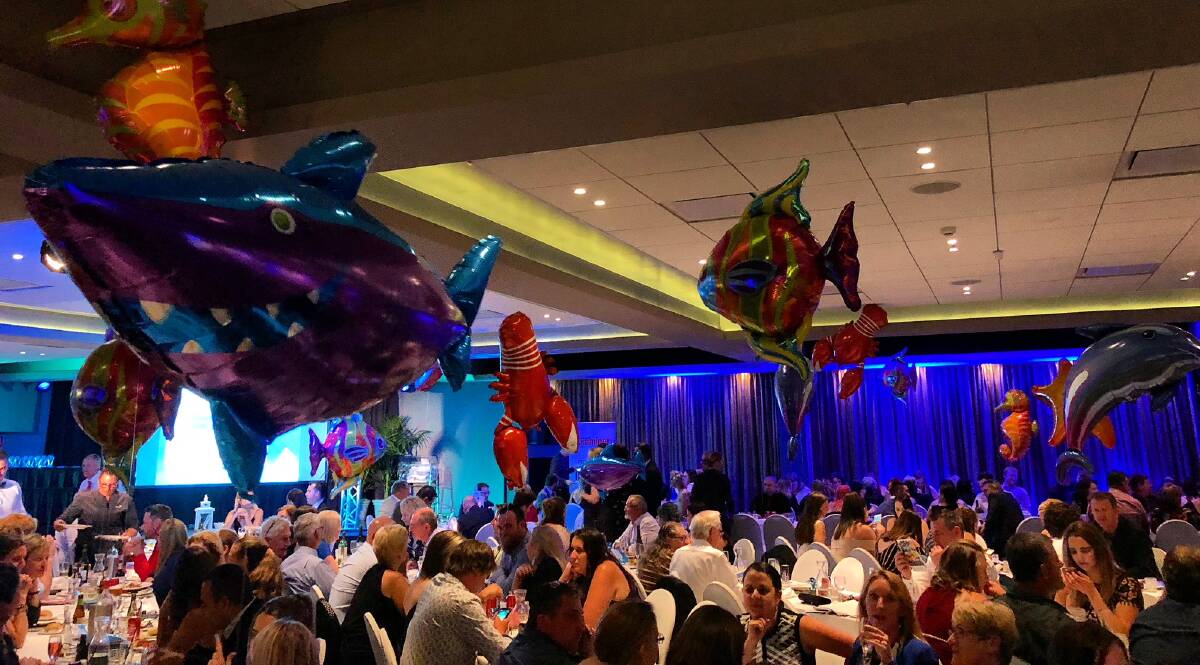 COLOUR AND PAGEANTRY: Inside the Wests Nelson Bay Diggers auditorium on Wednesday night where the 2017 Annual Business Awards were held.
