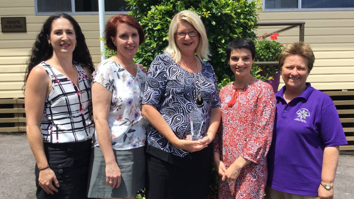 Learning, Training, Recruitment:Tomaree Community College; from left Jo Drake,Tricia Walker, Linda Drake, Skye Swan and Louise Healy.
