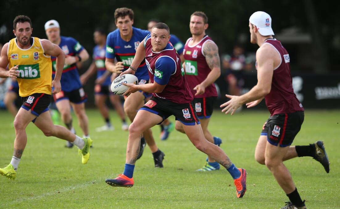 PROMOTED: Jaelen Feeney will start at halfback for the Knights against the Gold Coast Titans on Saturday. Picture: Max Mason-Hubers