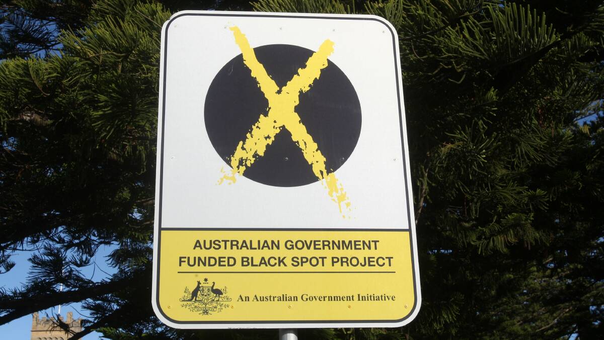 CRITERIA: An Australian Government funded black spot project sign. 