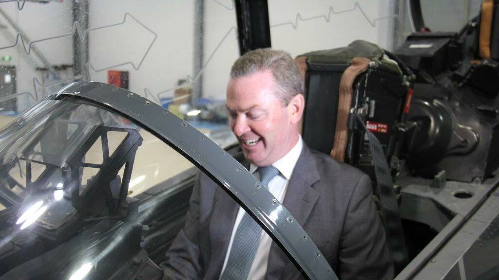 Defence Industry Minister Christopher Pyne at BAE Systems on Wednesday. 