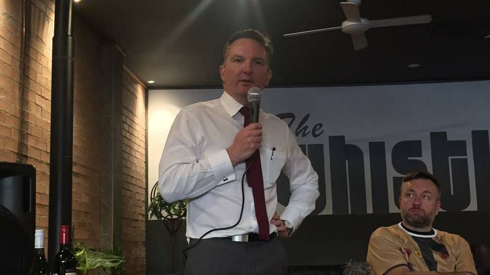 Chris Bowen in Maitland on Thursday. Picture: Lachlan Leeming 