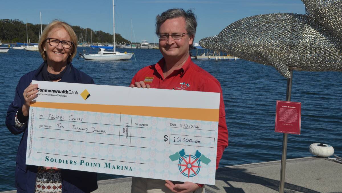 GENEROUS SUPPORT: Yacaaba Centre general manager Lynn Vatner said a $10,000 donation from Soldiers Point Marina manager Darrell Barnett was crucial.