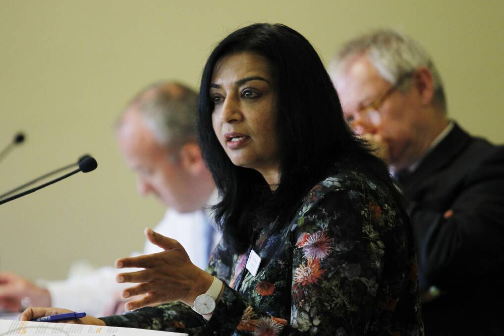 ANSWERS WANTED: The Greens MLC Dr Mehreen Faruqi pictured in November 2014 at the Parliamentary Inquiry into the performance of the NSW EPA. Picture: MAX MASON-HUBERS