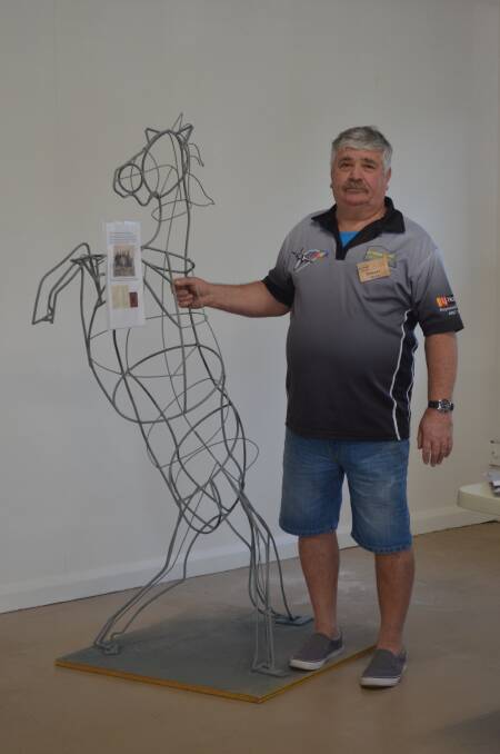 LIGHT HORSE: Stuart Morris from Raymond Terrace Men's Shed with his Light Horse, soon to be papered over and used as a lantern at Illuminate Boomerang Park. Picture: Sam Norris