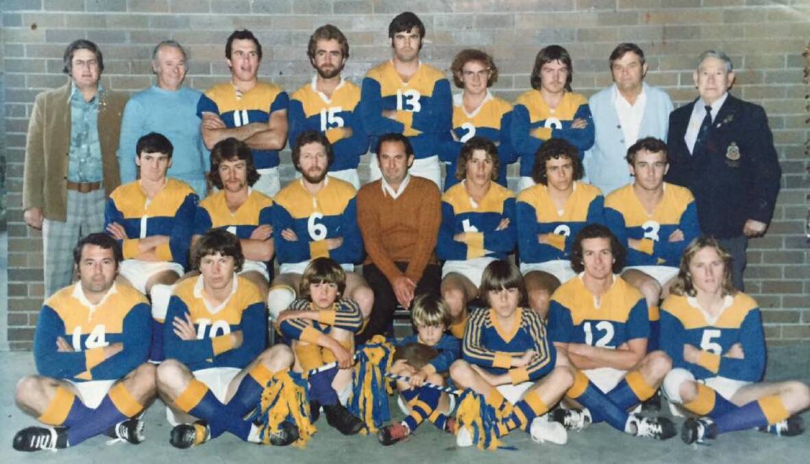 VICTORIOUS: The 1976 premiership-winning Nelson Bay Rugby League team. The Marlins scored six tries to Kotara's three, to win 20-13, at the International Sports Centre, Broadmeadow. Past players will re-unite on June 11.
