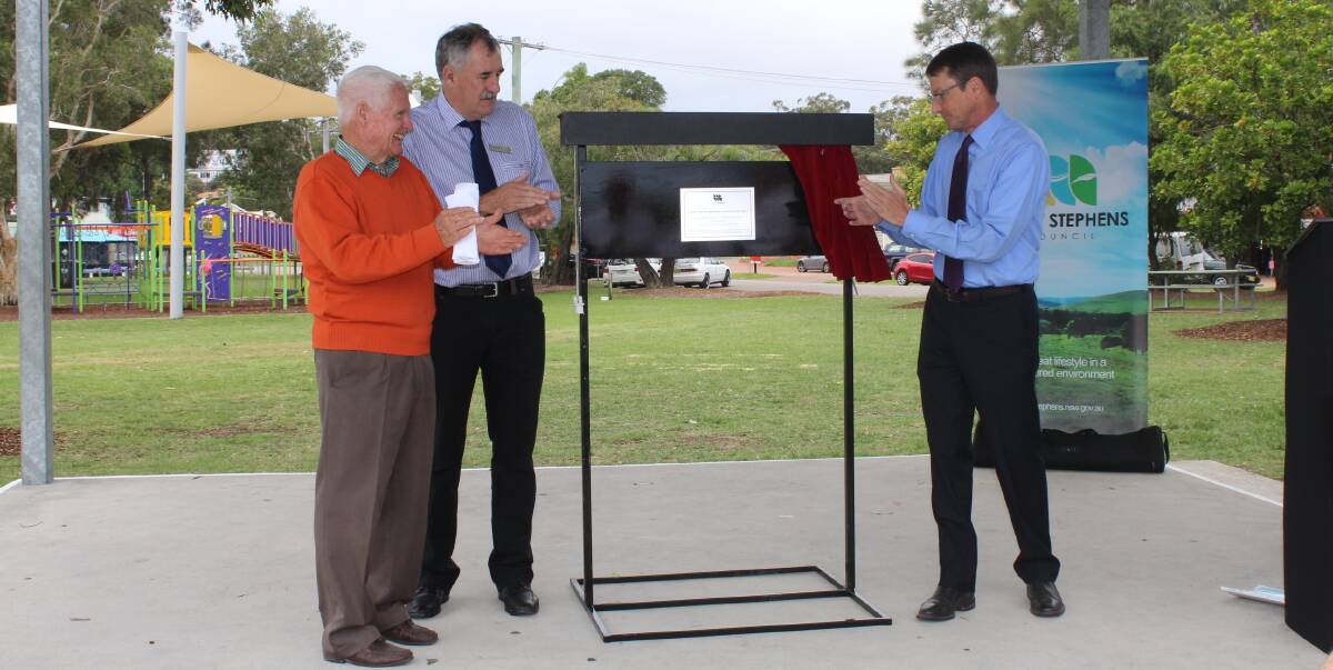 OPEN: The mayor Bruce MacKenzie and central ward councillor Steve Tucker joined Parliamentary Secretary for the Hunter, Scot MacDonald, for the Lemon Tree Passage boat ramp opening on Monday. Picture: Supplied
