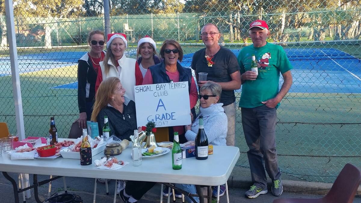CHAMPIONS: The Shoal Bay Tennis Club doesn't take itself too seriously. It's claimed A-grade status because its yet to be defeated, or challenged for that matter.
