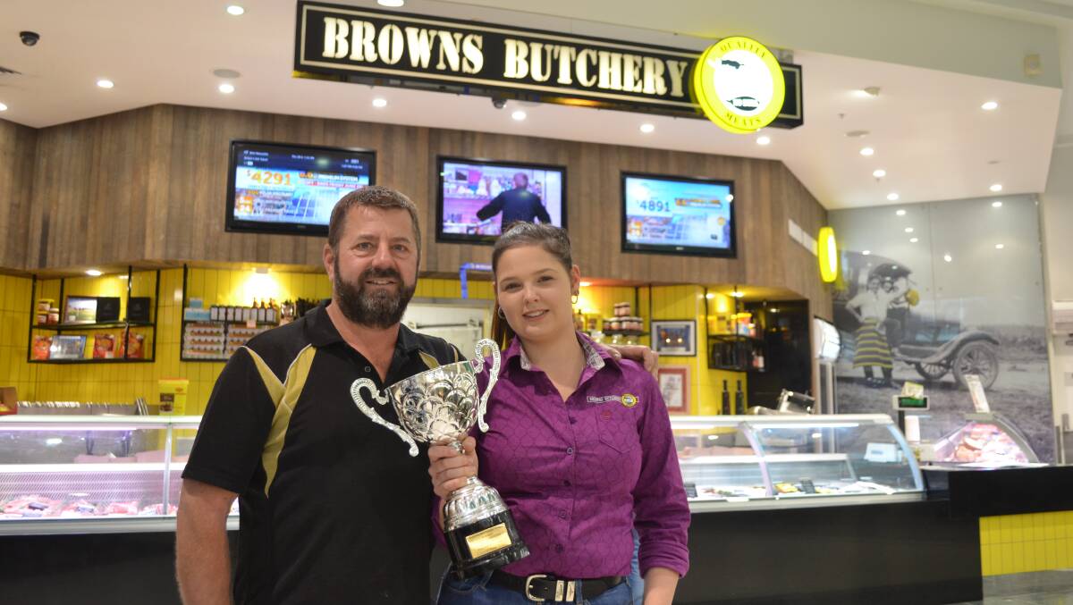 FAREWELL: Third generation butcher Tim Brown, with his partner Gabbie Caputo, at the Raymond Terrace store. A place that's produced award-winning sausages, bacon and ham. Picture: Sam Norris