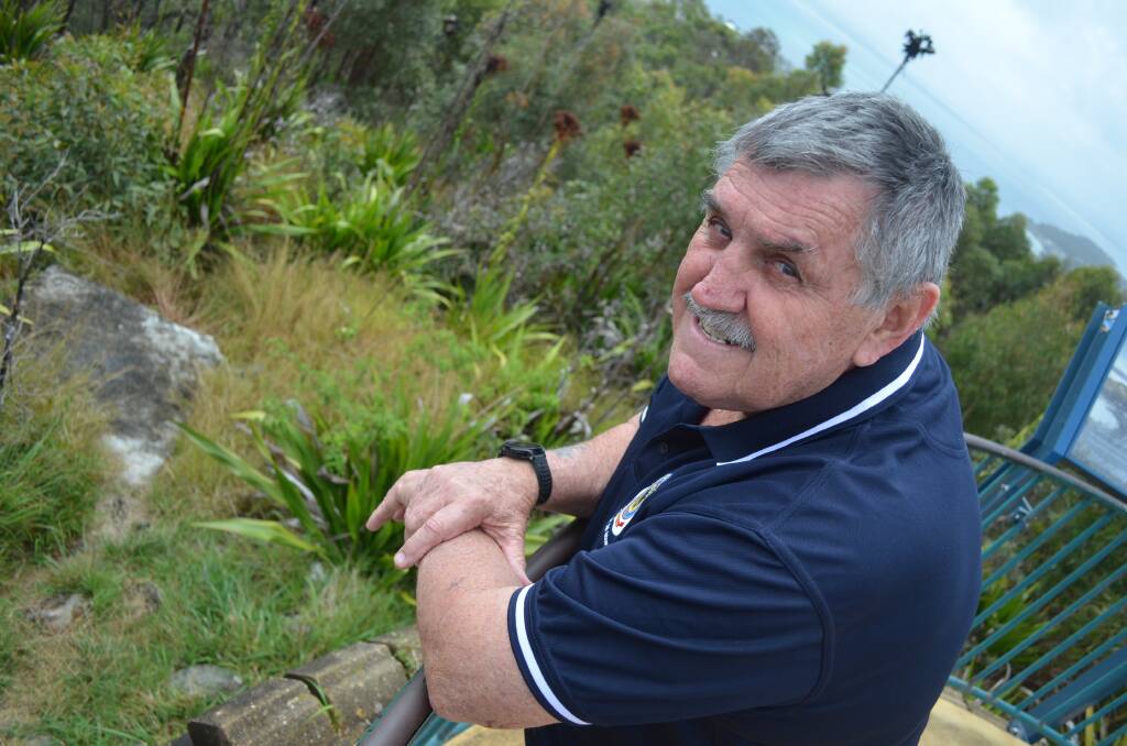 HOME SOIL: Nelson Bay RSL Sub Branch honorary secretary Russell Durrant at Gan Gan lookout, one of the sites where soil will be collected for a memorial artwork. Picture: Sam Norris 
