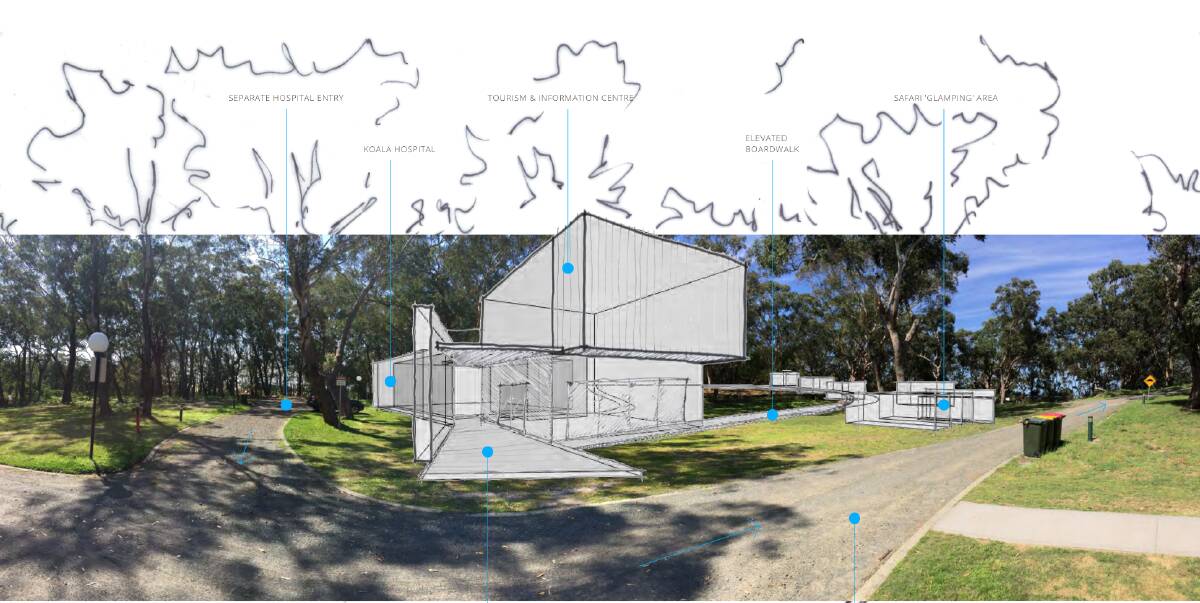 BIG PICTURE: An artist's impression of what the koala hospital and tourism facility at Treescape, One Mile could look like. Port Stephens Council will soon ask for more detailed plans to be drawn up so the facility can be costed. Picture: Supplied