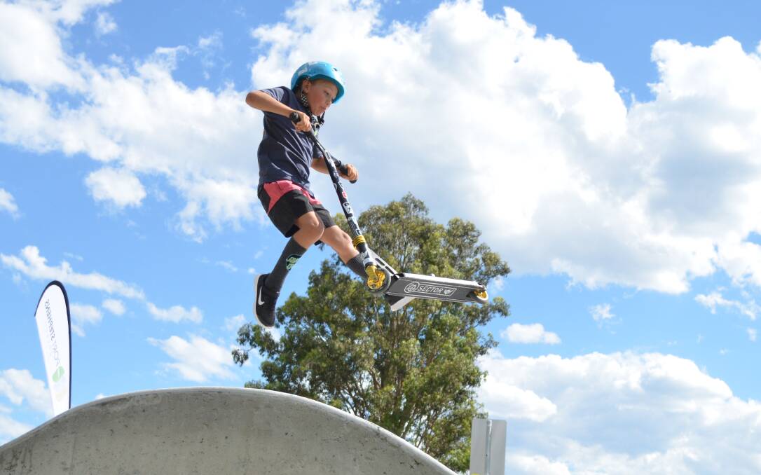 TESTED: Ryda Syron, 8, of Lakeside, gives the new skate his approval. Picture: Sam Norris
