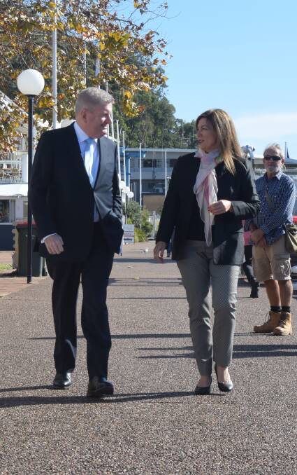 CAMPAIGN TRAIL: Minister for Communications Mitch Fifield and Liberal candidate for Paterson Karen Howard talk national broadband network.