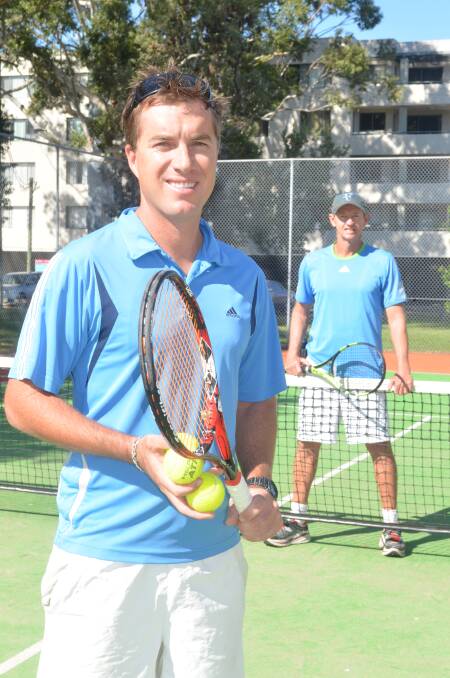 MASTER AND APPRENTICE: International tennis coach James Bellette has moved to Port Stephens to work with ex-Davis Cup player Peter Doohan. Picture: Sam Norris  