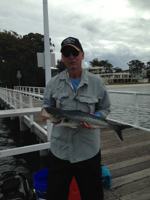 VICTORY: Don Basti after landing a thumping salmon off Salamander wharf.