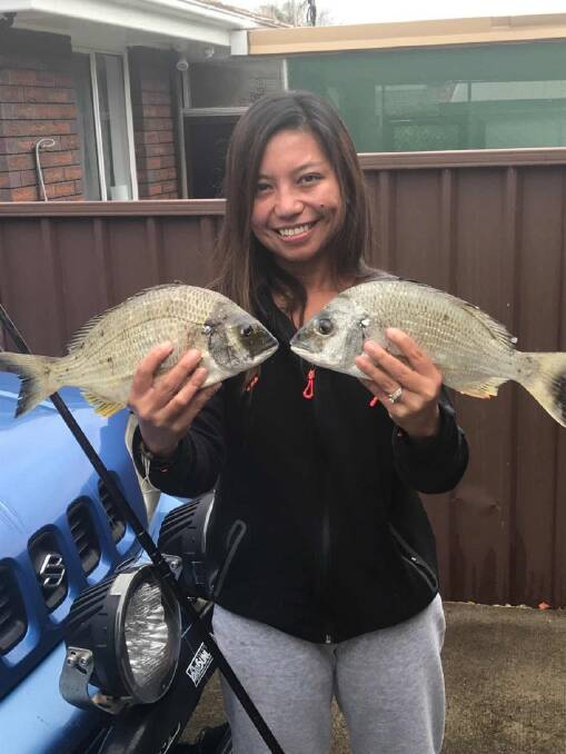 GREAT HAUL: Champion Melissa Silvino with a couple of bream that did not pull hard enough.