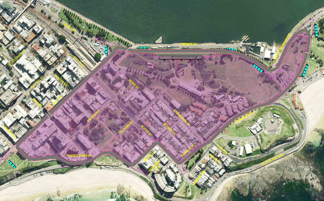 The 2.6km Newcastle Supercars circuit. 