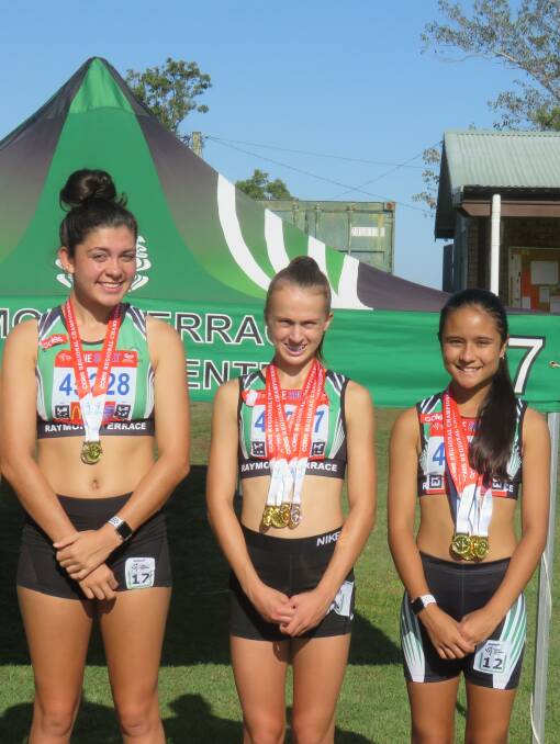 GIRL POWER: Terrace athletes (from left) Belle Leonard, Ebony Newton (under-13s) and Keira McGregor (under-12s).