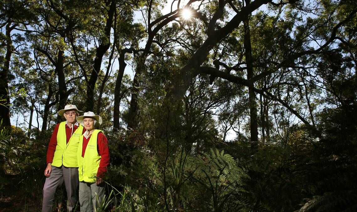 At stake: Mambo Wanda Landcare Committee members Walter and Margaret Lamond. Part of the department land is identified as ‘wetland’ under Port Stephens Council’s Local Environmental Plan 2013. Picture: Marina Neil