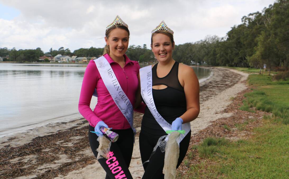 CLEANING UP: Sisters Gabbi Guihot, 15, and Emilie-Rae Hardes have organised a Clean Up Australia Day site at Tanilba Bay. The young women will be cleaning up the parkland and nearby beachfront. Picture: Kia Woodmore.
