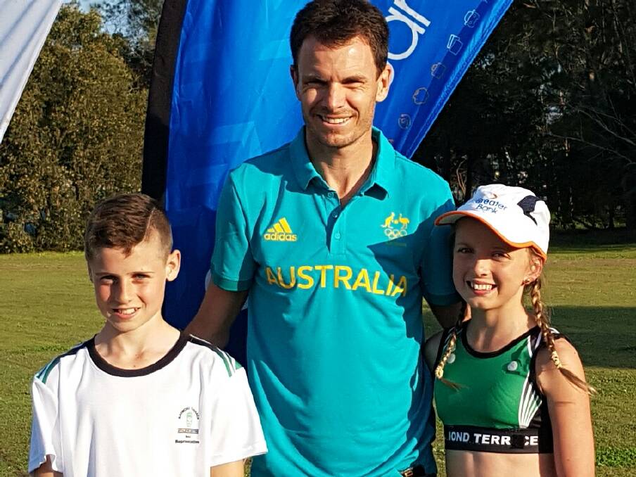 Olympic runner Scott Westcott helped to launch the fun run in Raymond Terrace on Wednesday which was emceed by Dave “Robbo” Robertson and attended by representatives from the Terrace parkrun run, the town's athletics club and sponsors. Pictures: Supplied