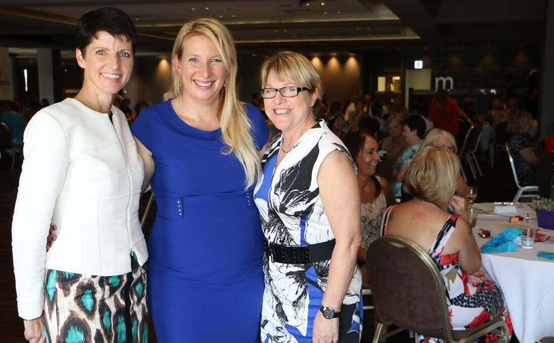 EQUALITY: Port Stephens MP Kate Washington, director of International Earth and Space Technology Kim Ellis and president of Salamander Bay Rotary Club Janelle Upton. Picture: Ellie-Marie Watts