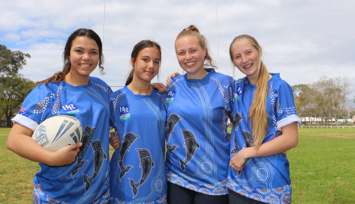 TALENTED: Skye Waterman, Bree Chester, Madalyn Marquet and Ellie Russell from Hunter River High School have been picked for a rugby league development camp. Picture: Ellie-Marie Watts