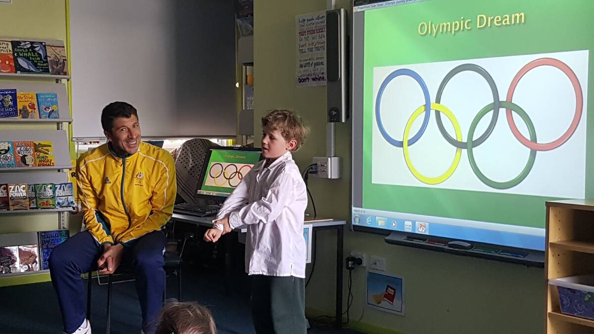 Former Australian Olympian and Commonwealth Games representative Youcef Abdi visited seven Port Stephens primary school in August. Pictures: Supplied