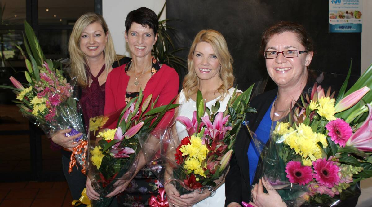 INSPIRE: Mel Histon, Kate Washington, Kim McGann and Tracey Friend spoke at the Port Stephens Women in Business luncheon in July. Picture: Supplied
