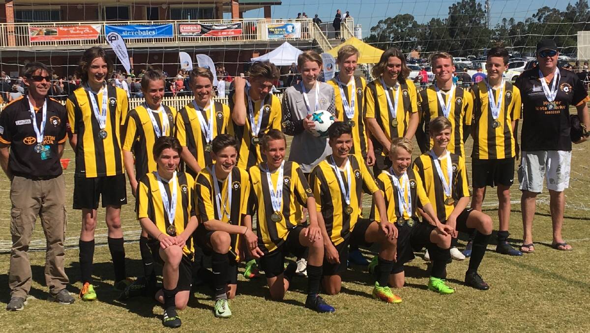 Nelson Bay's under-15, A-grade boys defeated Kotara South in the grand final 4-1. Picture: Supplied