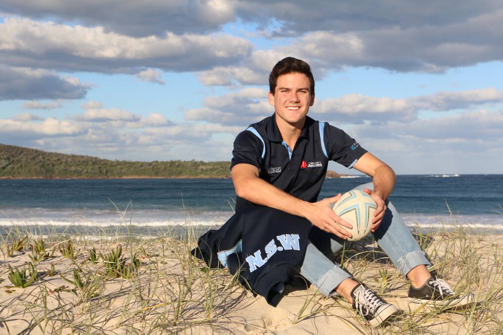 Liam Kelly, 17, at Fingal Bay Beach. Picture: Ellie-Marie Watts