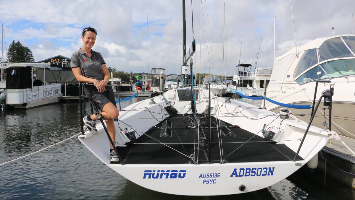 READY: Nelson Bay sailor Clare Pearson on Rumbo, which has been entered in the performance racing division of the 2017 Sail Port Stephens. This will be Pearson's third SPS. Picture: Ellie-Marie Watts