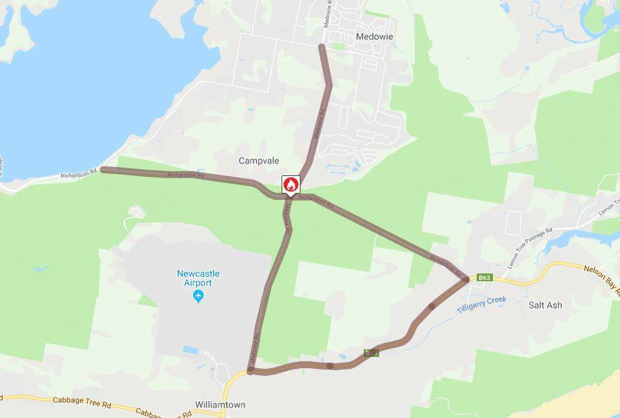 Image shows road closures near Campvale. Picture: Live Traffic NSW