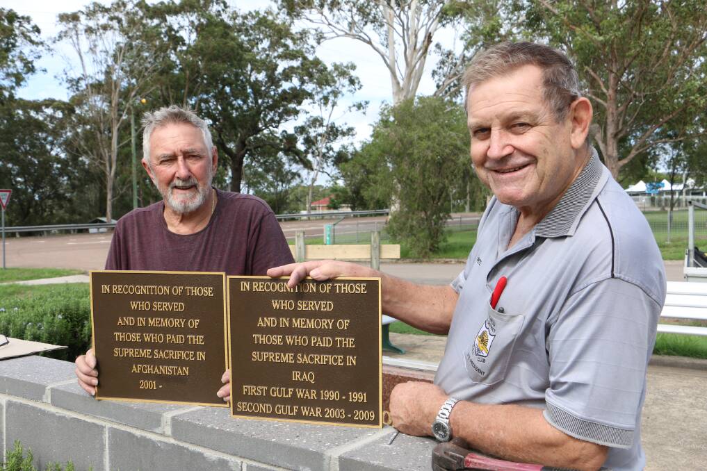 New plaques covering the Gulf, Iraq and Afghanistan wars plus peacekeeping efforts have been added to Karuah's war memorial.