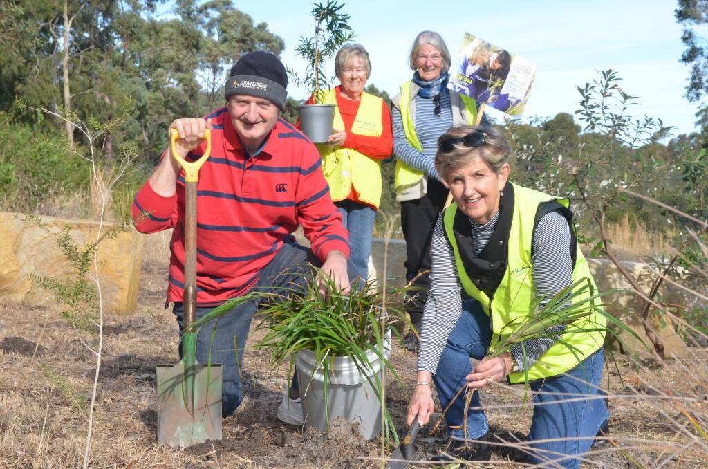 Corlette Parks Reserves and Landcare Group members John and Wendy Priddy, Shirley Harvey and Barbara Stack.