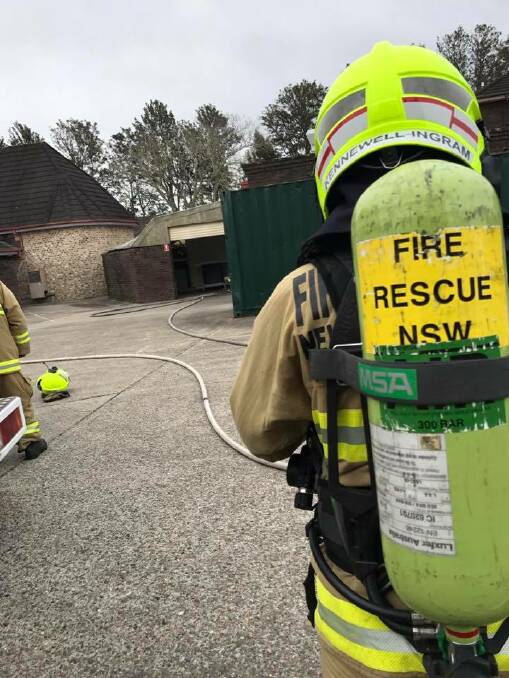 Fire and Rescue NSW firefighters were called to the Sir Francis Drake Inn on Monday morning. Pictures: Facebook/Raymond Terrace Fire & Rescue