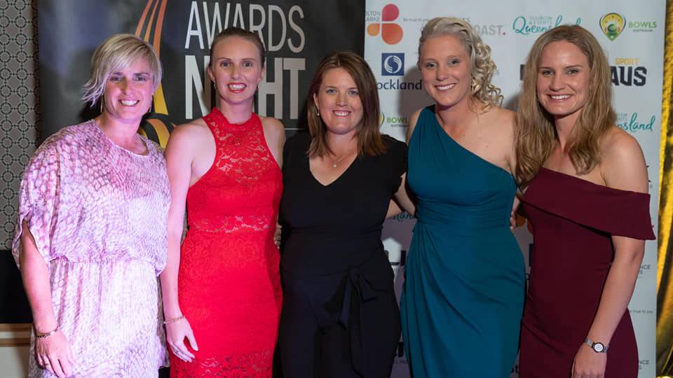  Karen Murphy, Kelsey Cottrell, Rebeccda Van Asch, Natasha Scott and Carla Krizanic at the awards night.