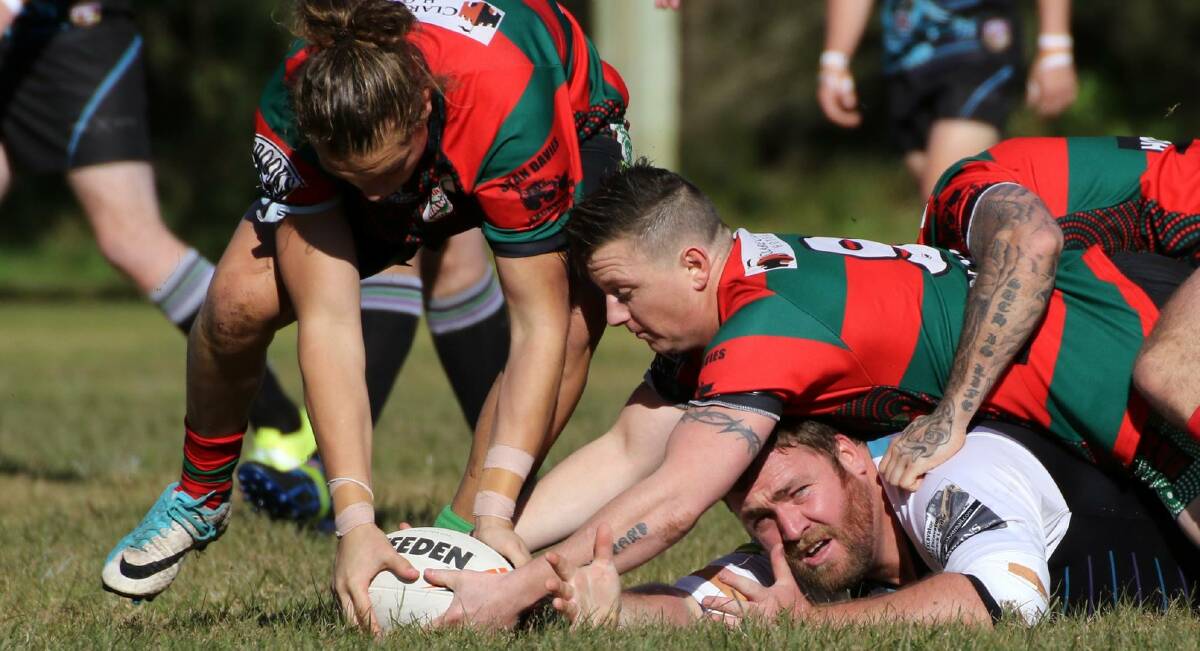 UNIMPRESSED: Hawks Nest Tea Gardens v Mallabula Panthers in the Newcastle and Hunter Rugby League  on Saturday. Picture: Valentine Sports Photography
