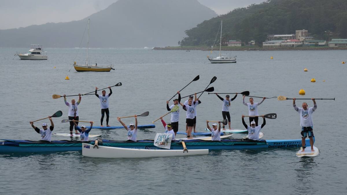 The Paddle for the Planet event at Shoal Bay on June 3. Pictures: Megan Caton