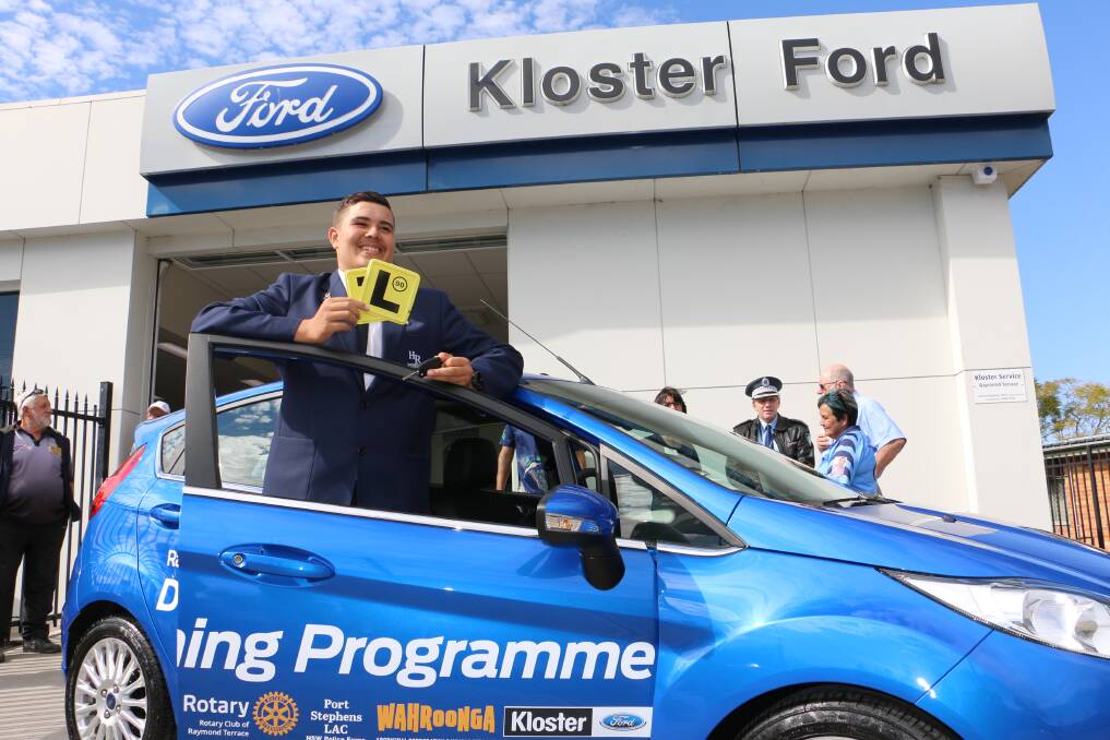 Kieryn Morley, then aged 16, in August 2017. He was the first to take the Driver Training Program car - provided by Kloster Ford Raymond Terrace - for a spin. 