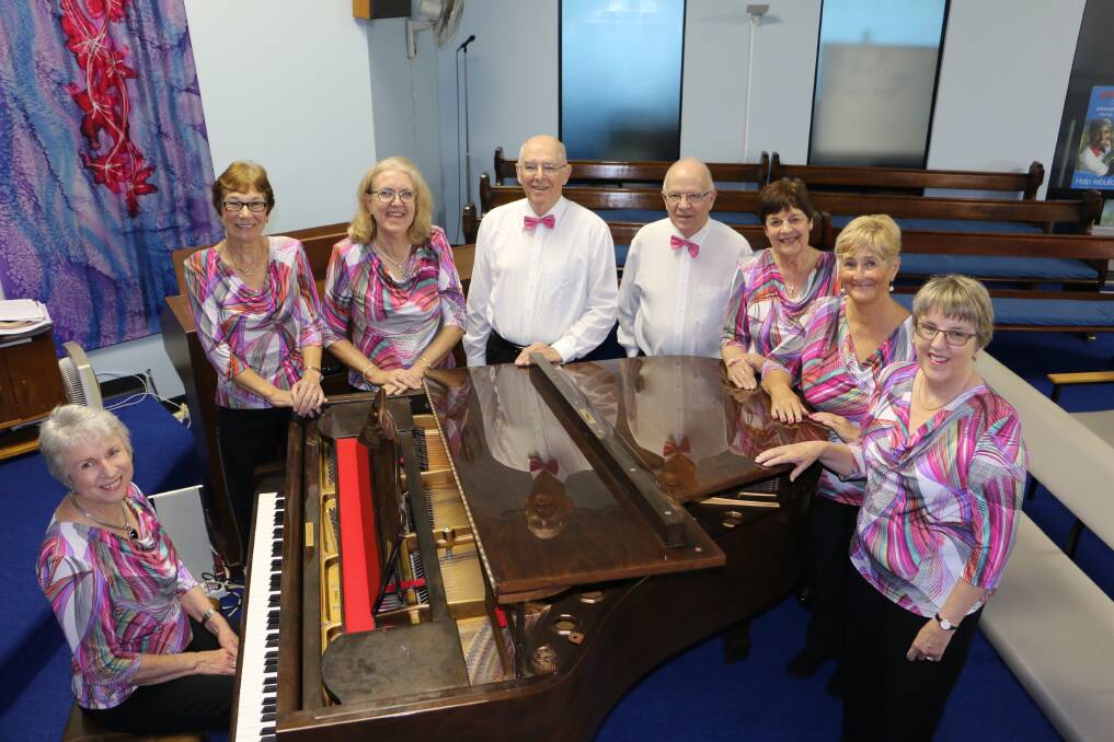 IN SYNC: Port Harmony members, from left, Pat Gibson, Joanna Davies, Andrea Robinson, Bob Huggett, David Scrogie, Kathy Mead, Carolyn Smith and Sue Fettell. Picture: Ellie-Marie Watts