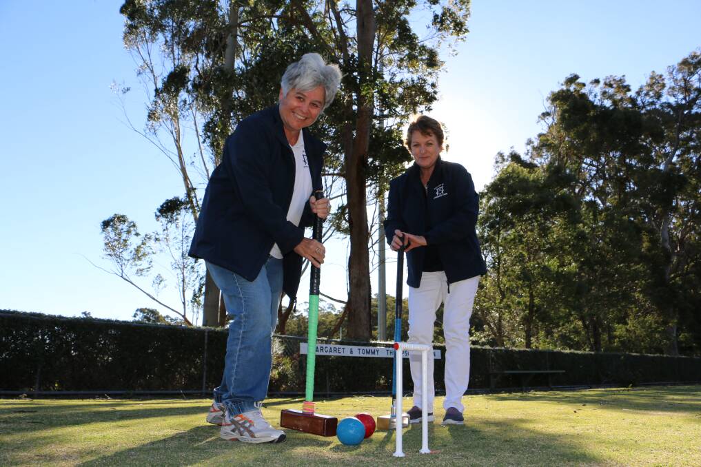 Sandy Tawa and Cheryl Lloyd on the Nelson Bay croquet courts.