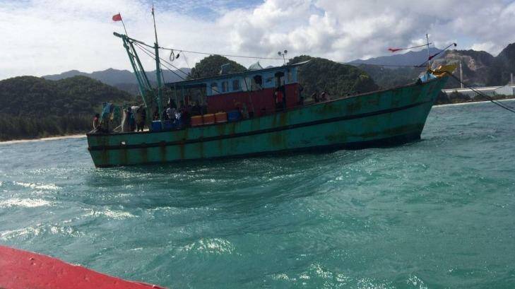 Boat with Sri Lankan migrants rescued near Aceh in Indonesia. Photo: Supplied